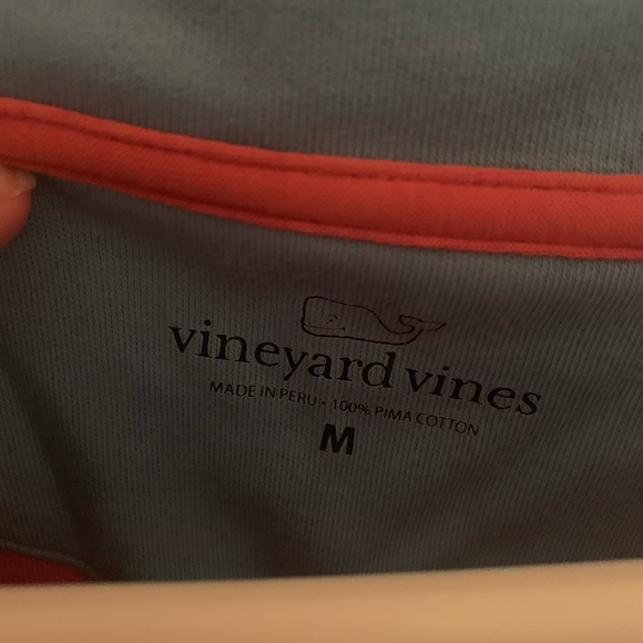 vineyard vines MENs size quarter zip coral & blue - Picture 2 of 3